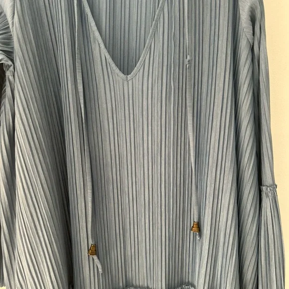 Free People Slate Blue Pleated Mini Dress - Picture 8 of 15